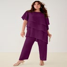 Plus-Size 2 Piece Tierred Ruffle Top and Pant Set image number null