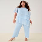 Plus-Size 2 Piece Tierred Ruffle Top and Pant Set image number null