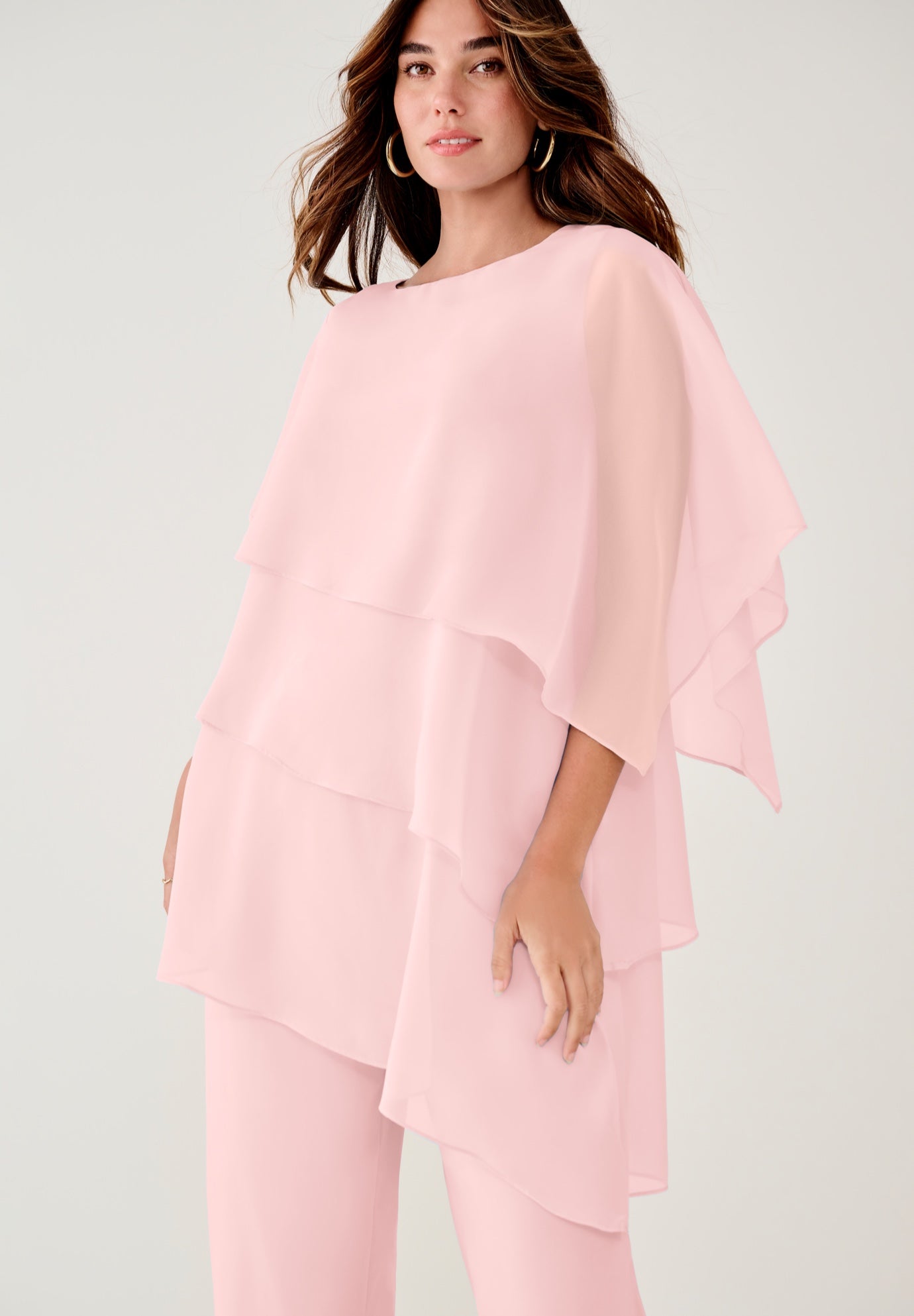 Plus-Size 2 Piece Tierred Ruffle Top and Pant Set image number 2