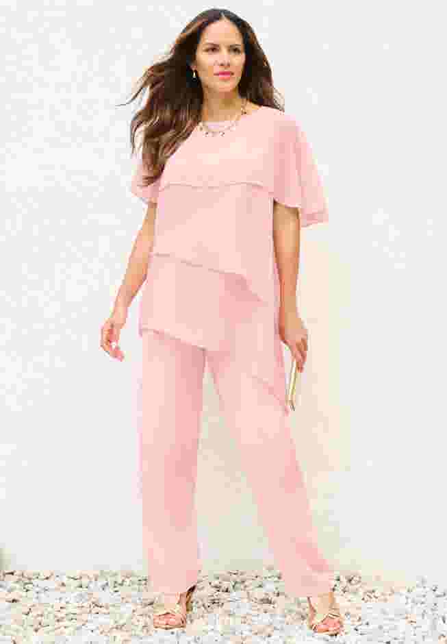 Tiered Short Sleeve Pant Set image number 3