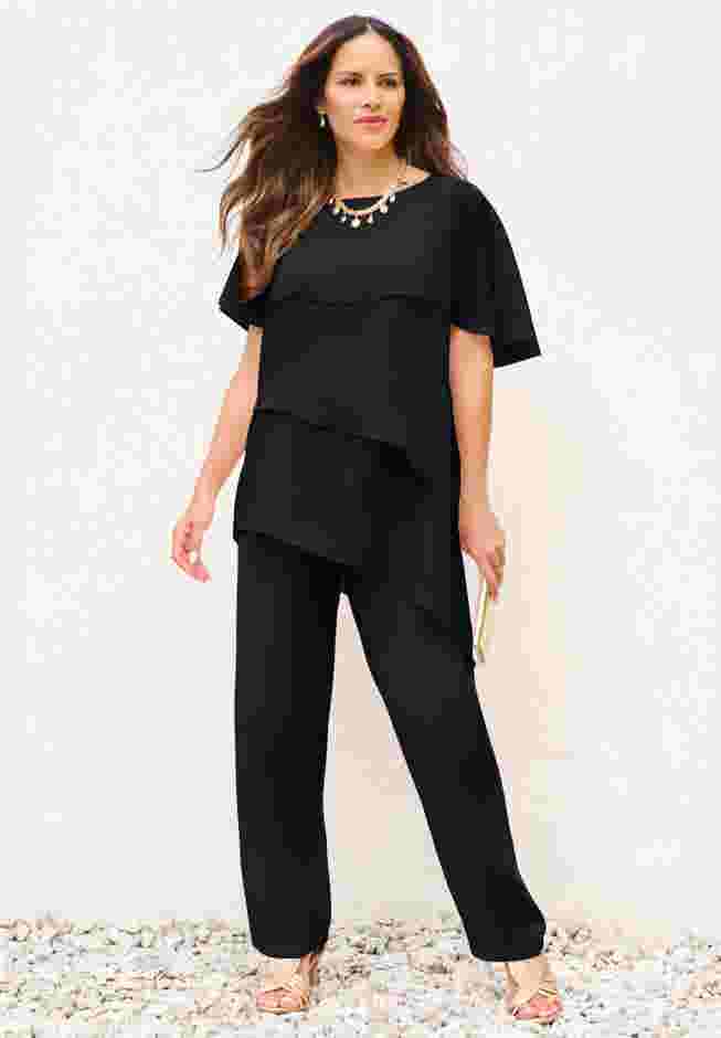 Tiered Short Sleeve Pant Set image number 0