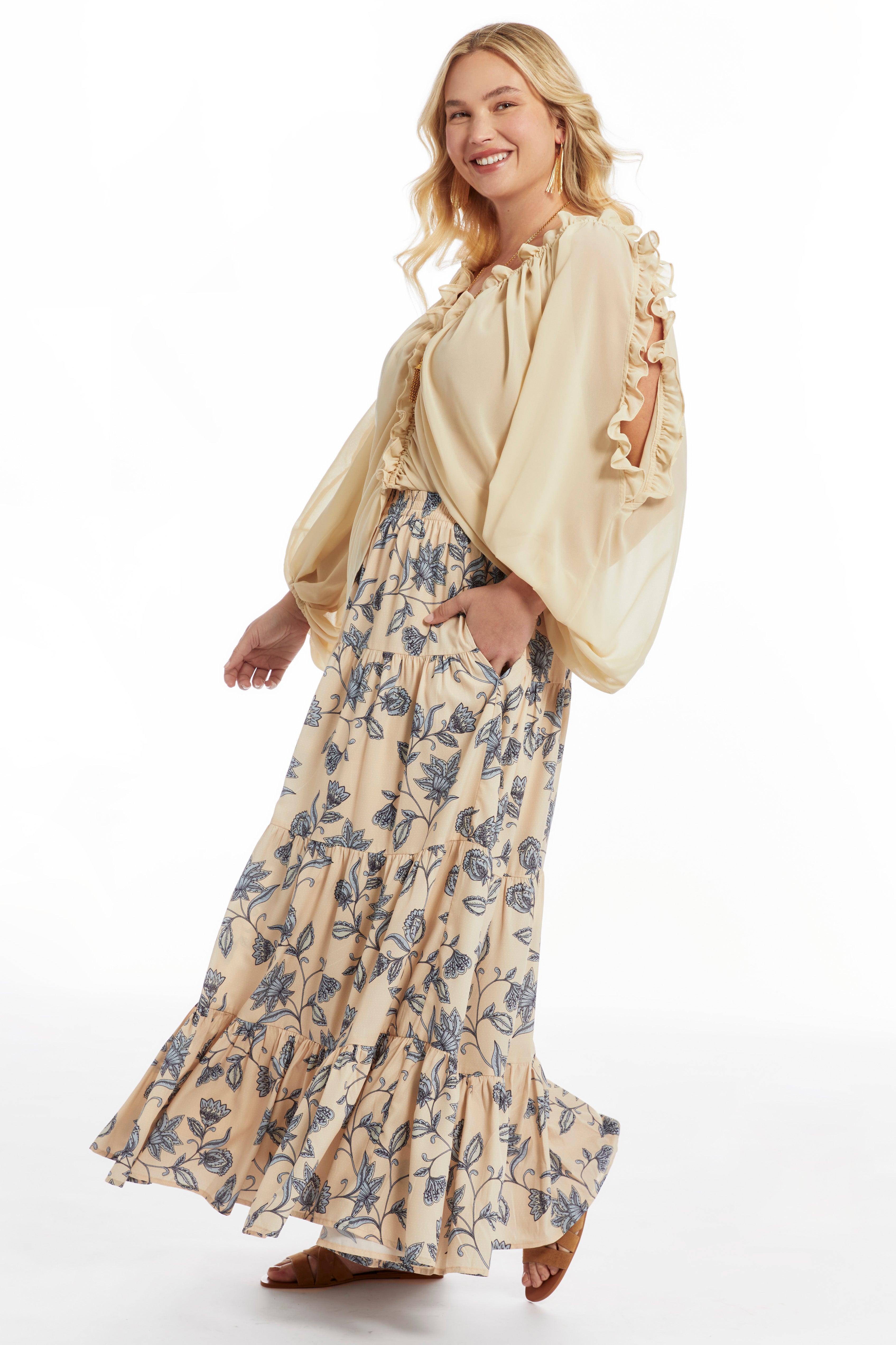 Tiered Midi Skirt image number 1