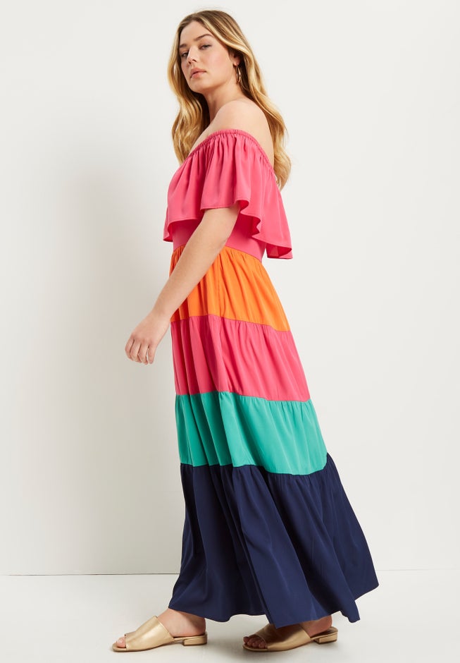 Off-The-Shoulder Tiered Maxi Dress image number null