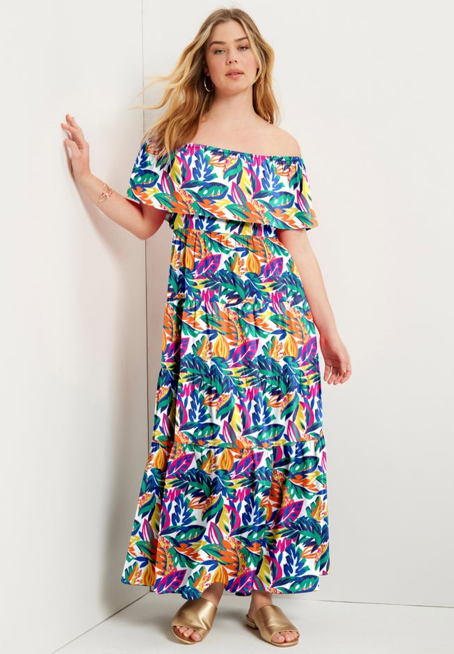 Off-The-Shoulder Tiered Maxi Dress image number null