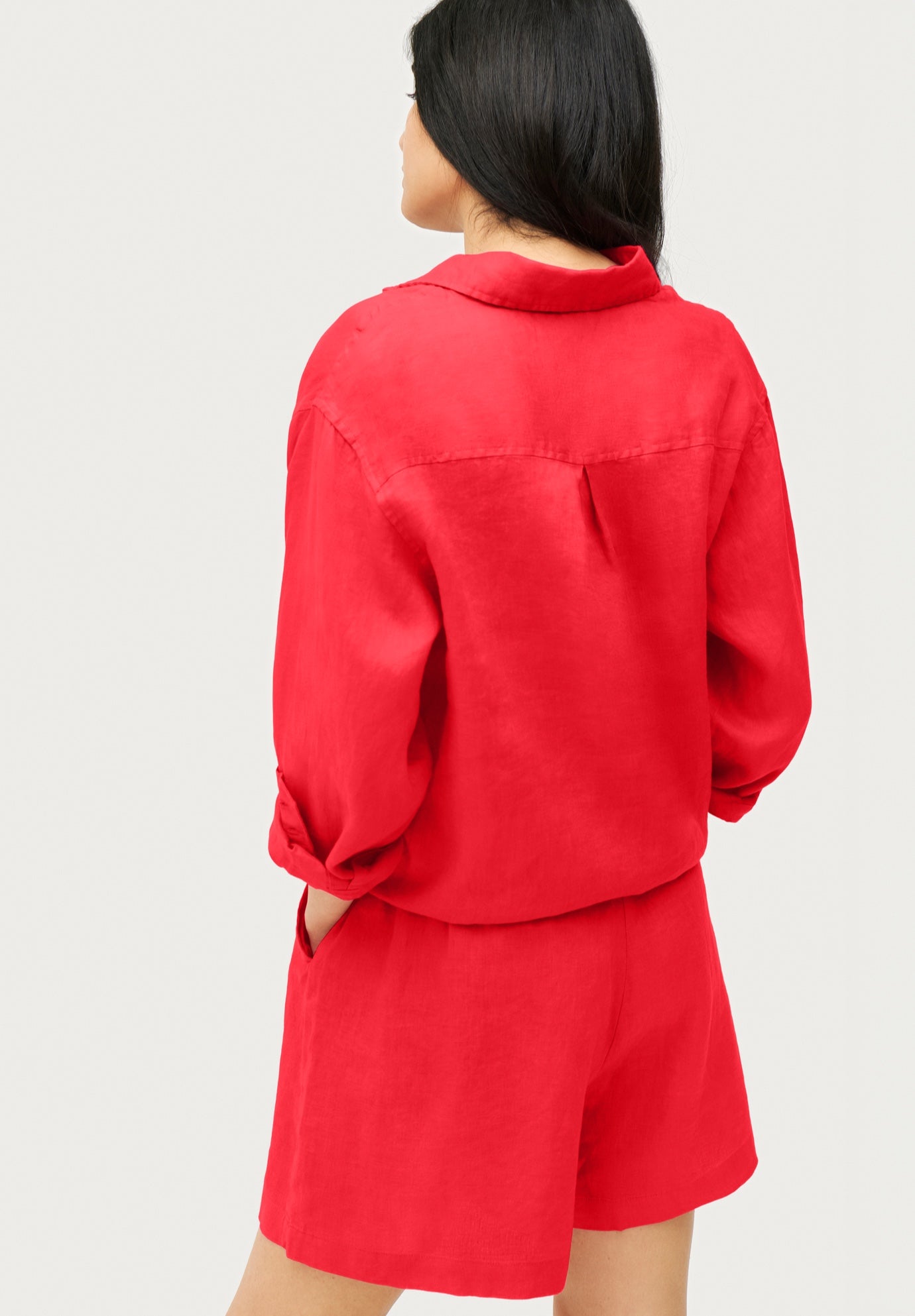 Linen-Blend Elastic Waist Shorts image number 1