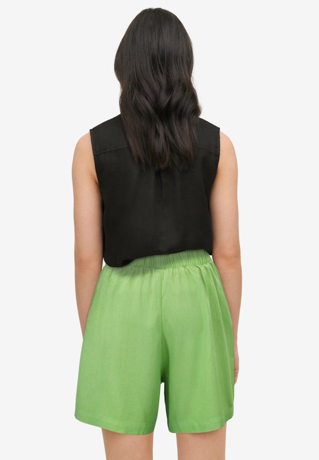Linen-Blend Elastic Waist Shorts image number 1
