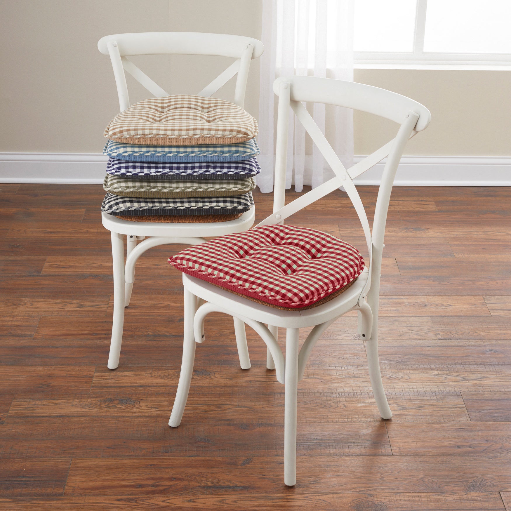 Gingham Gripper® Chair Cushion image number 0