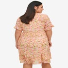 Sheer Ruffle Trim Dress With Keyhole Neckline image number null