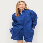 Oversized Linen-Blend Boyfriend Shirt image number null