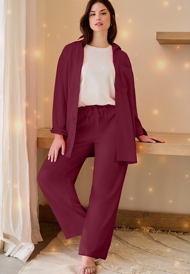 Oversized Linen-Blend Boyfriend Shirt image number 0