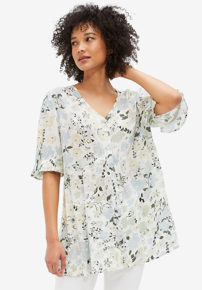 Button Front Crinkle Tunic image number 0