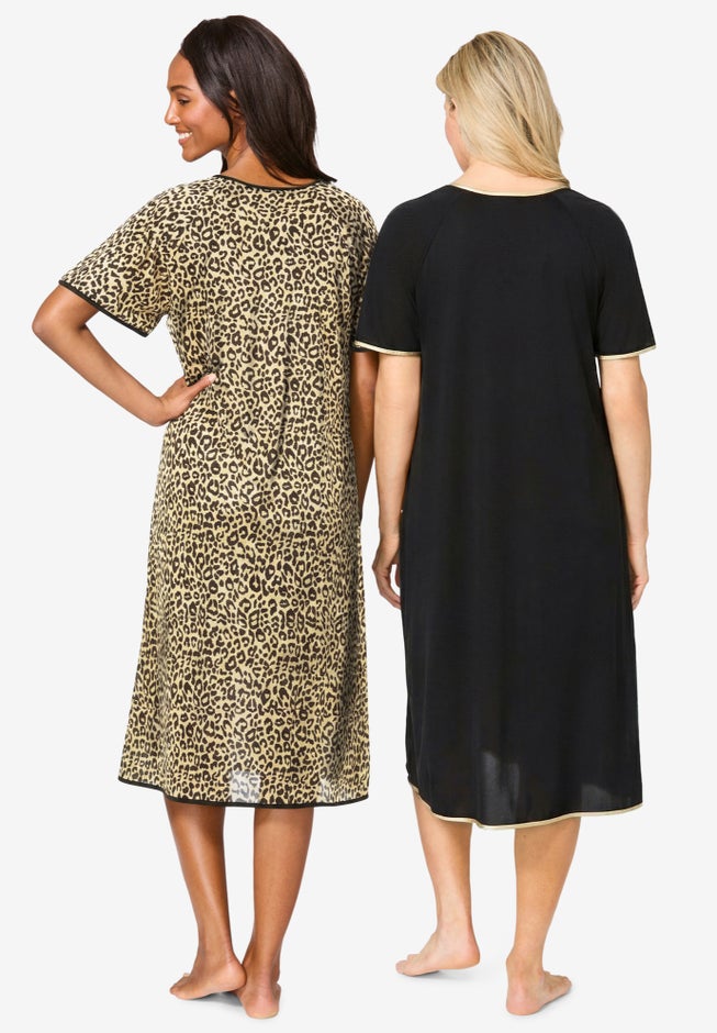 2-Pack Short Silky Gown image number 1