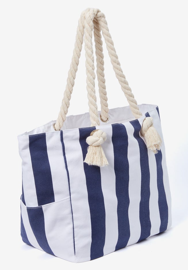 Striped Canvas Tote. image number null