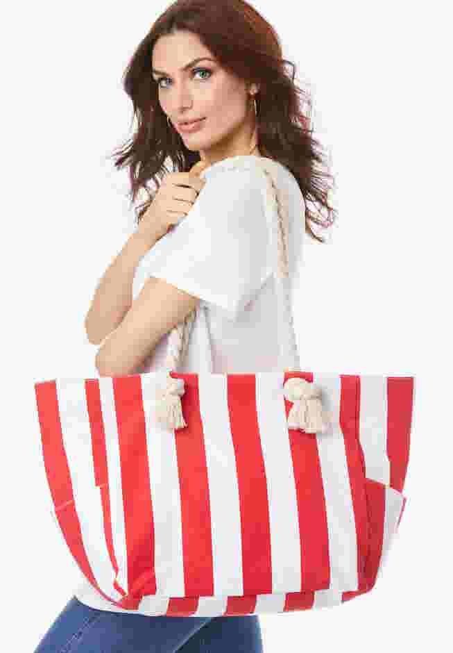 Striped Canvas Tote. image number 0