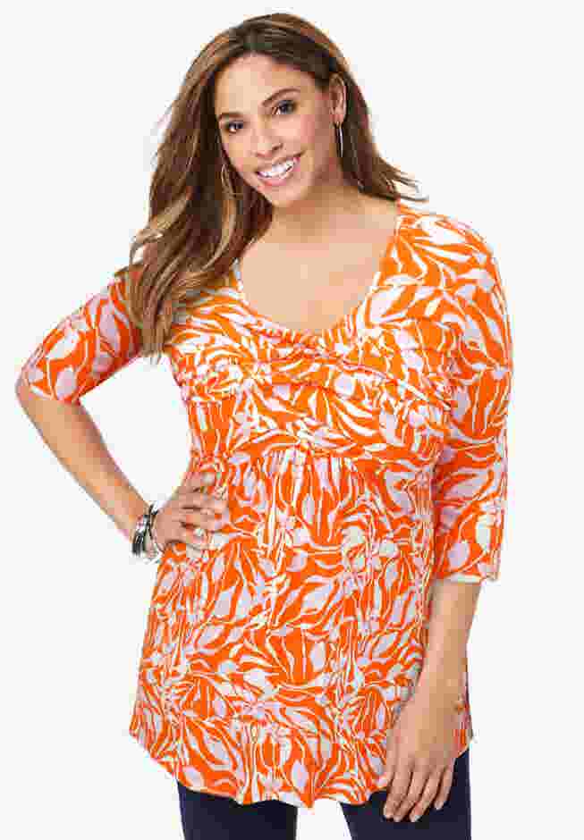 Stretch Knit Pleated Tunic image number 0