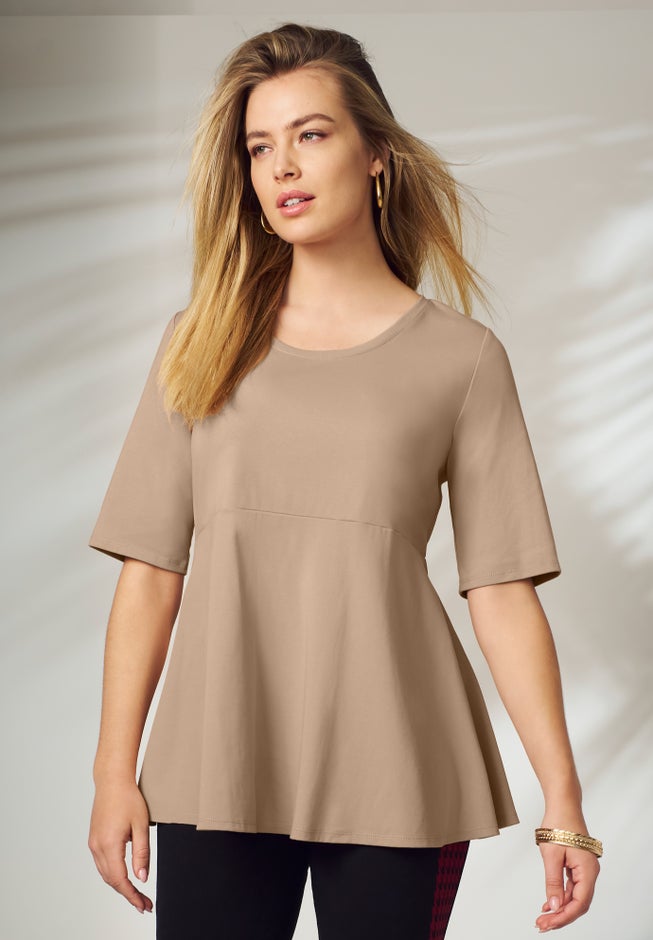 Stretch Cotton Peplum Tunic image number 0