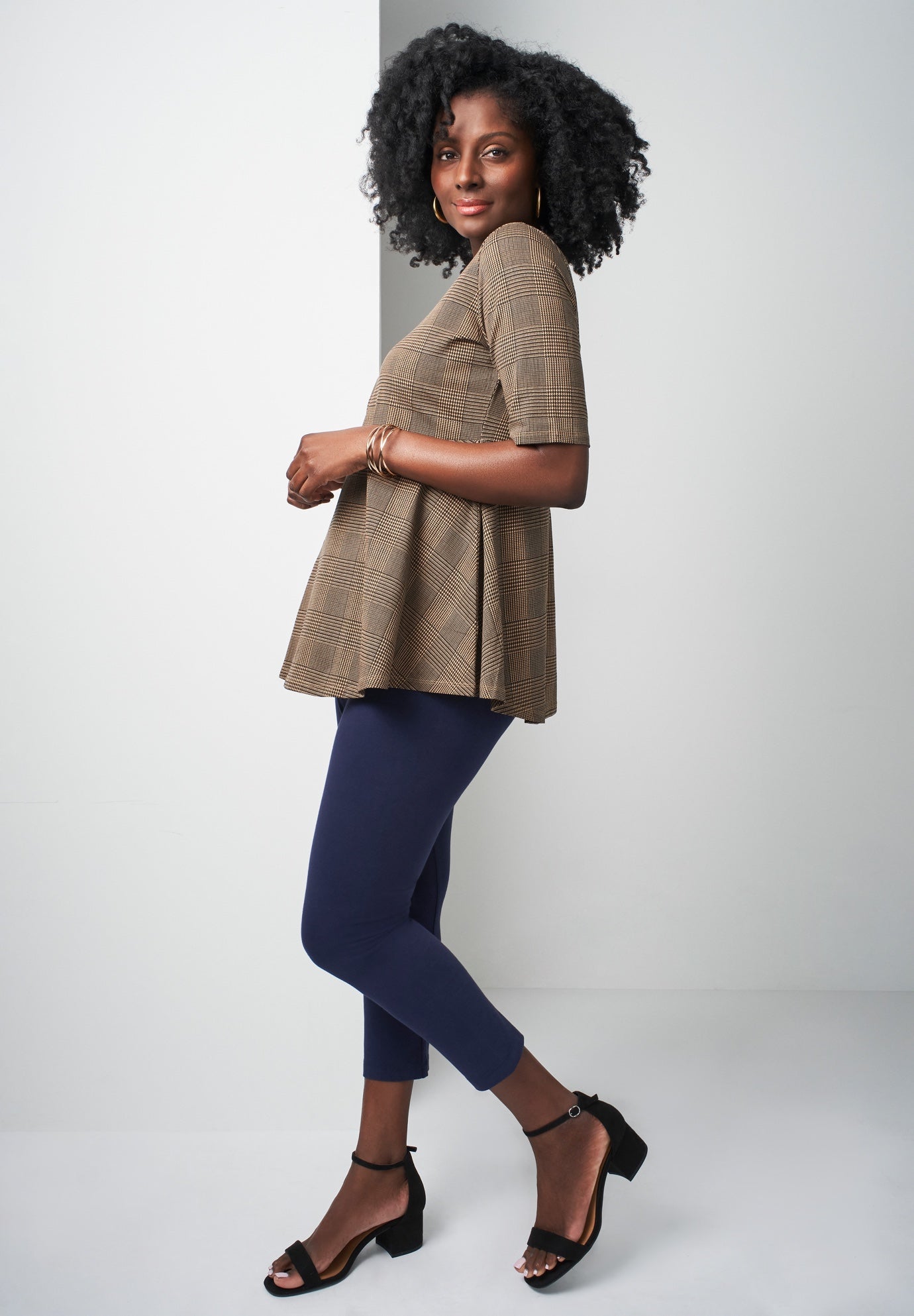 Stretch Cotton Peplum Tunic image number 1