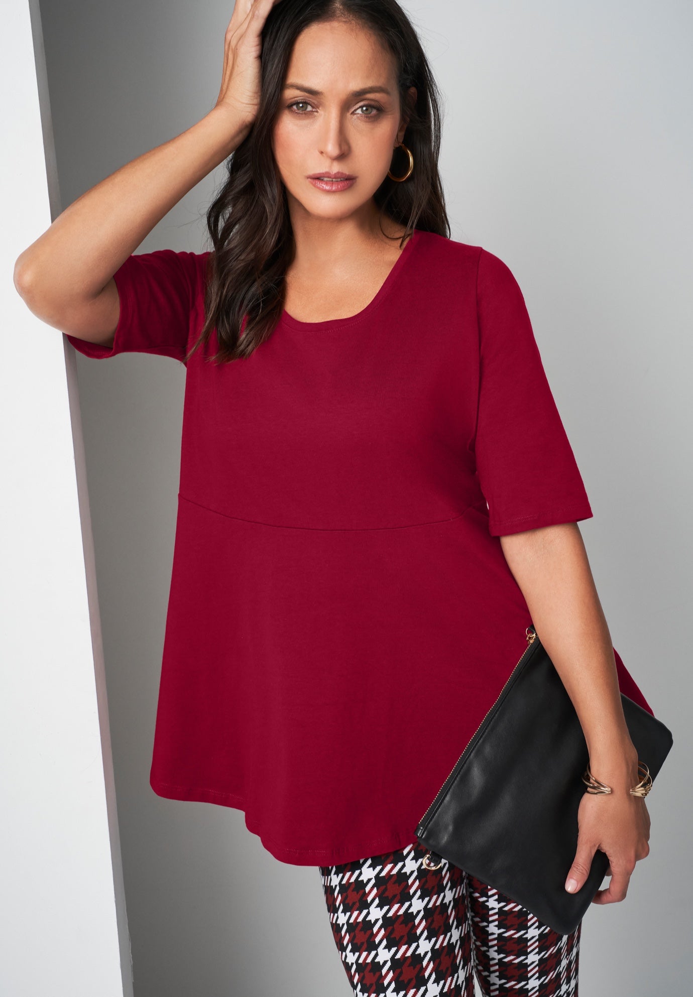 Stretch Cotton Peplum Tunic image number 3