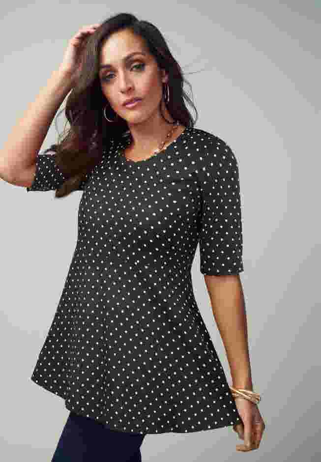 Stretch Cotton Peplum Tunic image number 0