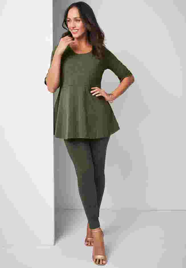 Stretch Cotton Peplum Tunic image number 3