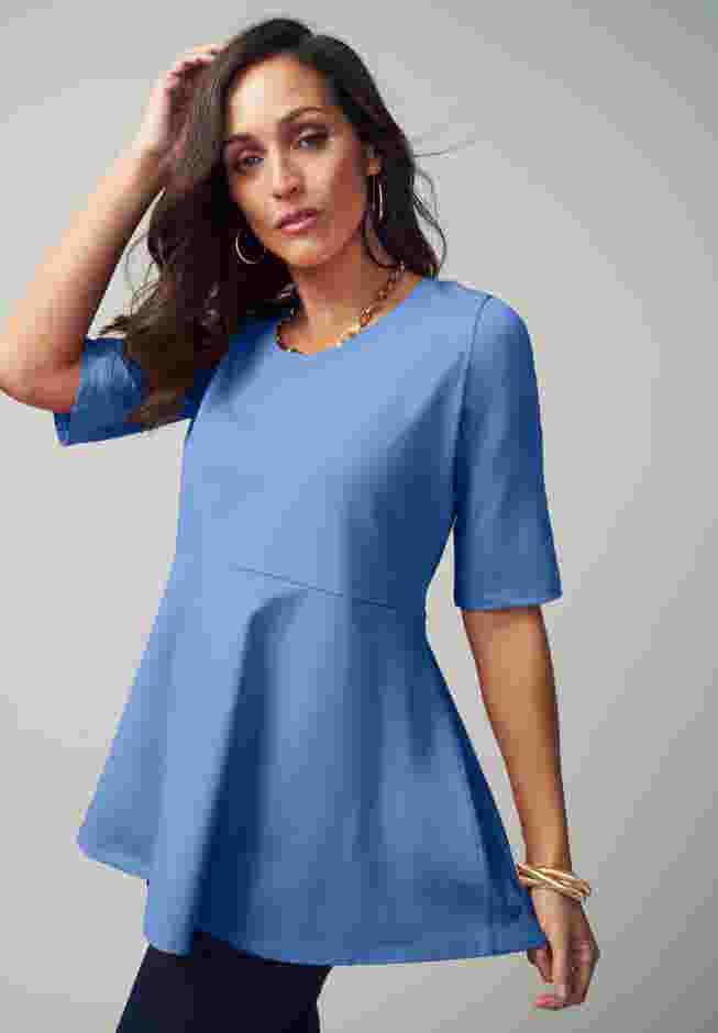 Stretch Cotton Peplum Tunic image number 0