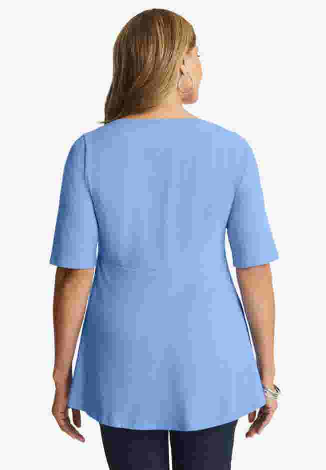 Stretch Cotton Peplum Tunic image number 3