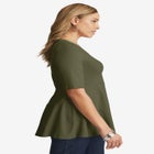 Stretch Cotton Peplum Tunic image number null