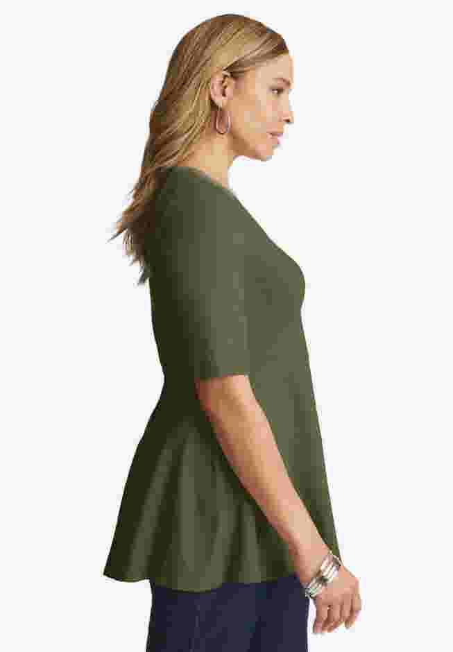 Stretch Cotton Peplum Tunic image number 1