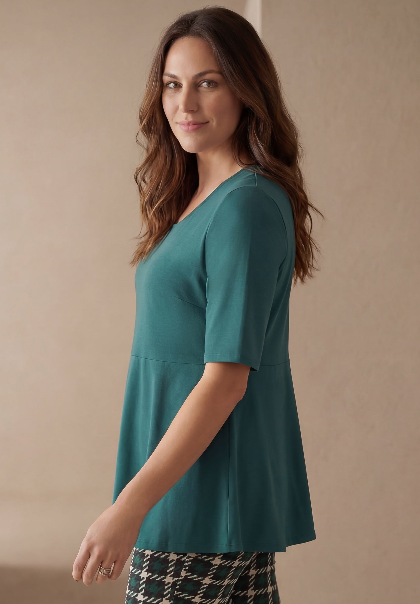Stretch Cotton Peplum Tunic image number 2