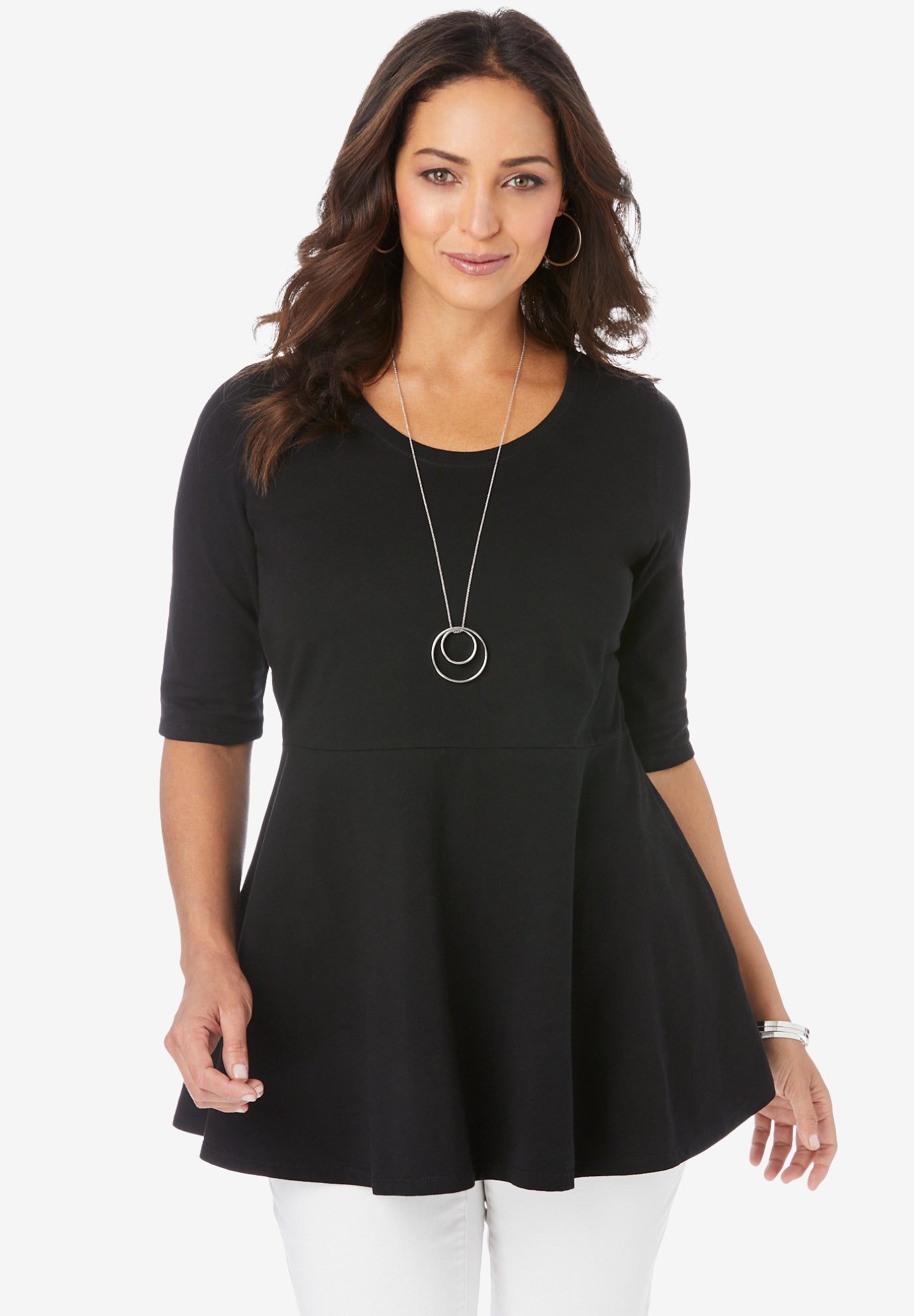 Stretch Cotton Peplum Tunic image number 0