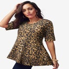 Stretch Cotton Peplum Tunic image number null