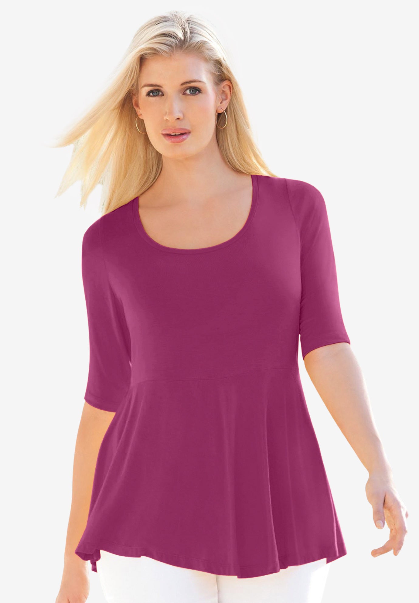Stretch Cotton Peplum Tunic image number 1