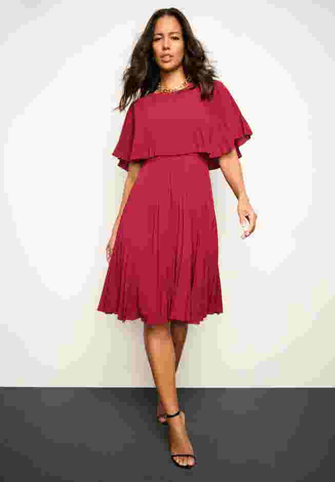 Crepe Pleated Cape Dress image number 0