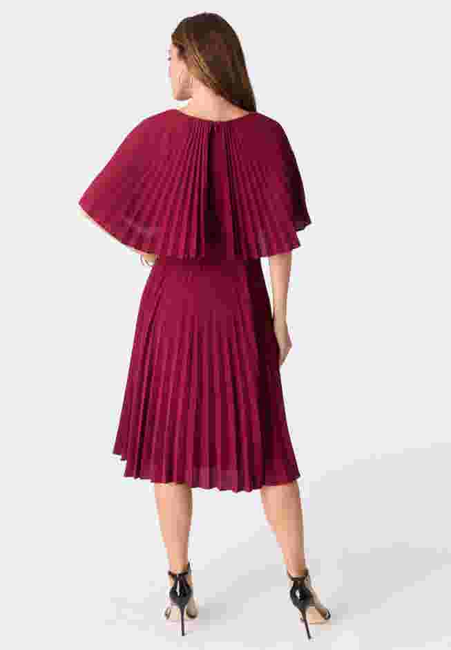 Crepe Pleated Cape Dress image number 1