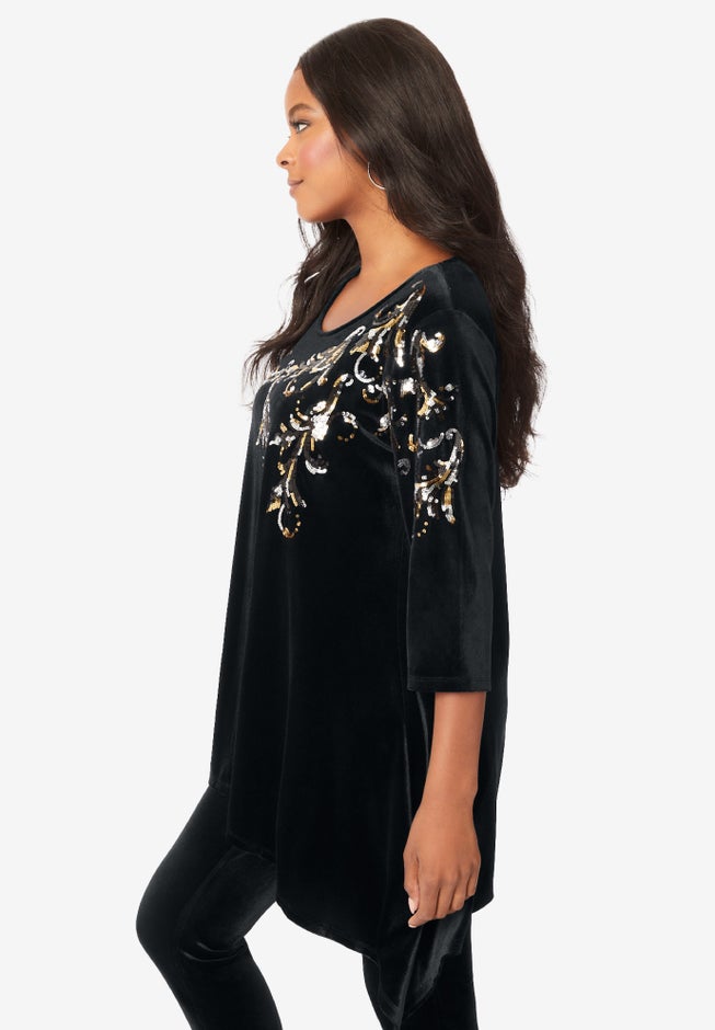 Velour Hanky Hem Tunic image number 5