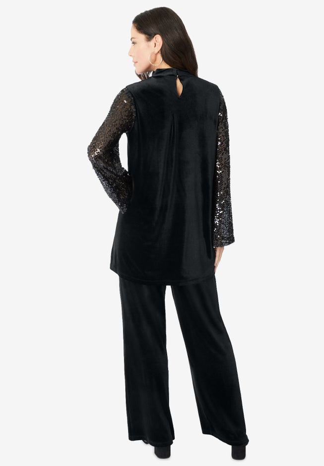 Keyhole Velour Pant Set. image number 1