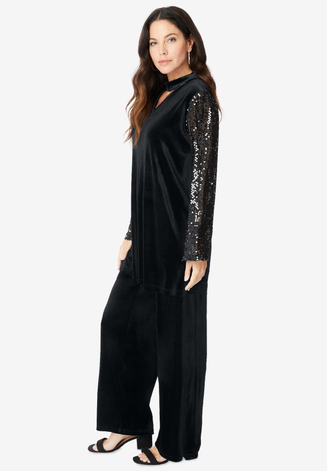 Keyhole Velour Pant Set. image number 2