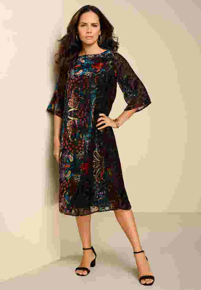 Velvet Burnout Swing Dress image number 2