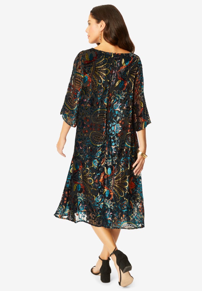 Velvet Burnout Swing Dress image number null