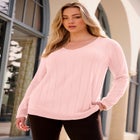 Plus Size Drop Needle V-Neck Lightweight Sweater Knit image number null