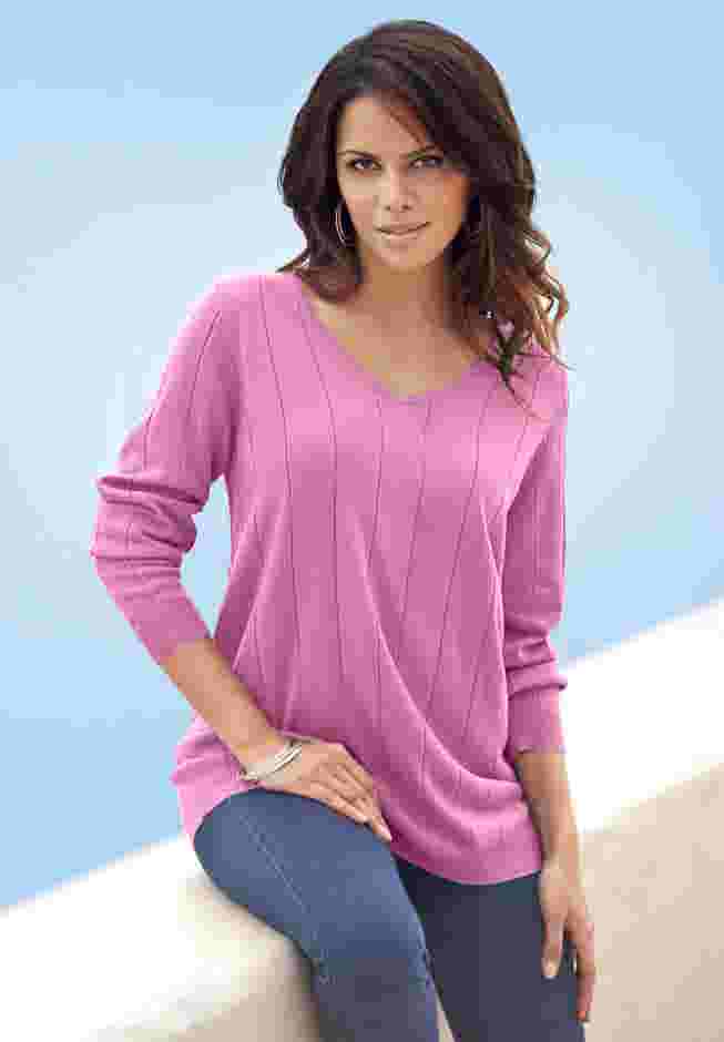 Plus Size Drop Needle V-Neck Lightweight Sweater Knit image number 0