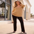 Plus Size Drop Needle V-Neck Lightweight Sweater Knit image number null