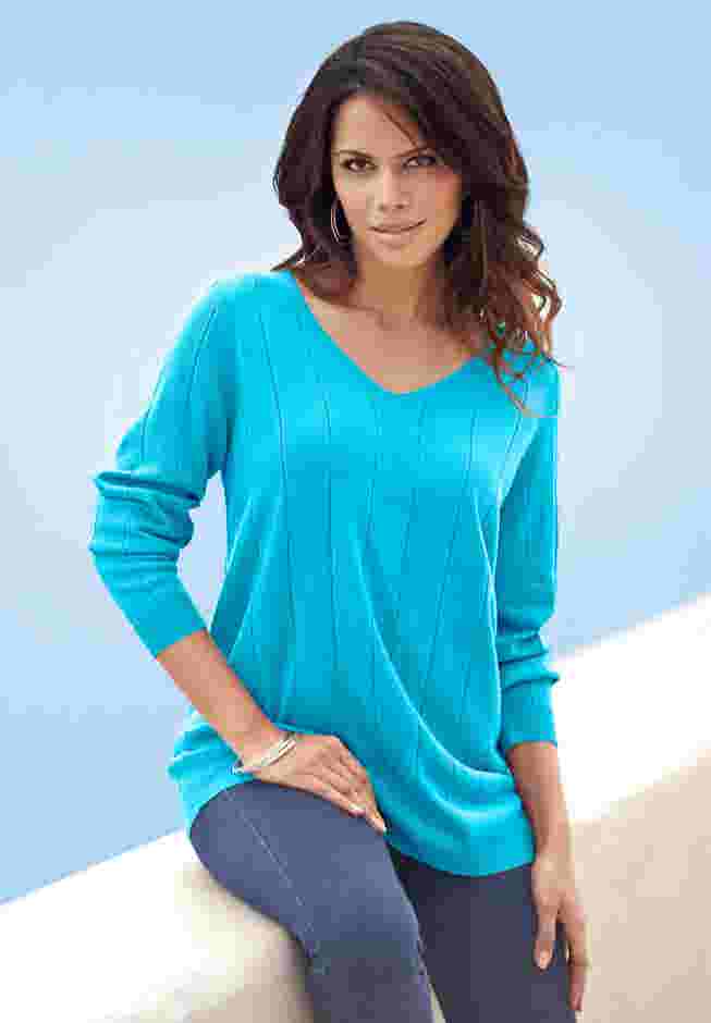 Plus Size Drop Needle V-Neck Lightweight Sweater Knit image number 0