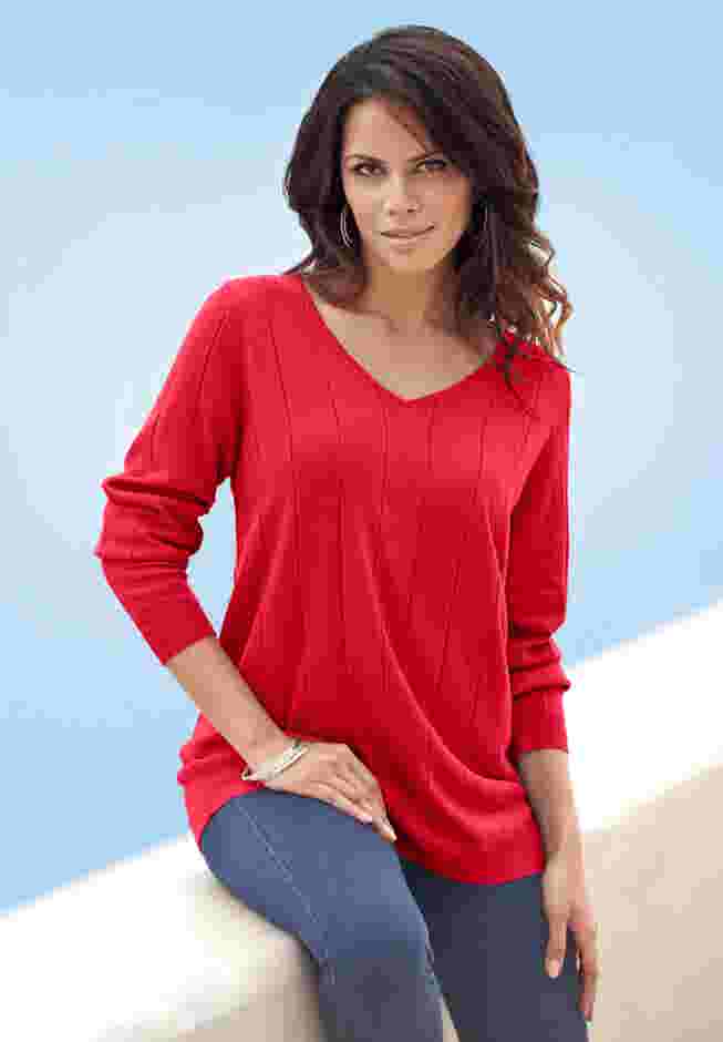Plus Size Drop Needle V-Neck Lightweight Sweater Knit image number 0