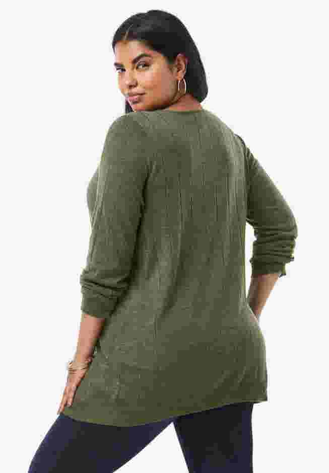 Fine Gauge Drop Needle V Neck Sweater image number 1