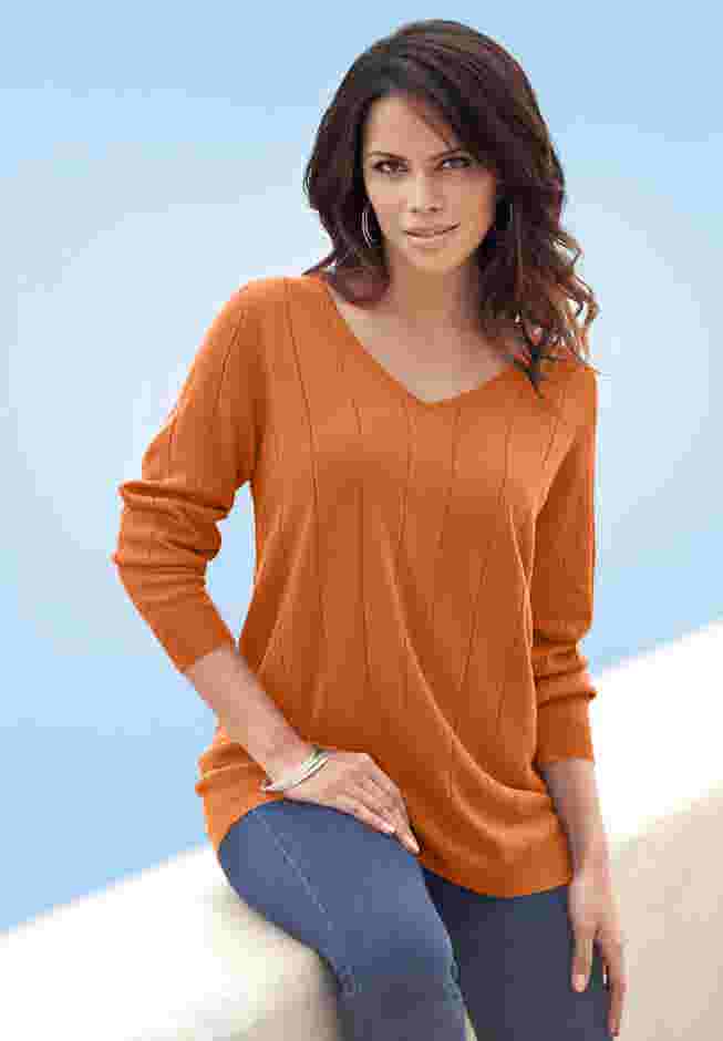Fine Gauge Drop Needle V Neck Sweater image number 0