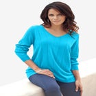 Plus Size Drop Needle V-Neck Lightweight Sweater Knit image number null