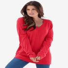 Plus Size Drop Needle V-Neck Lightweight Sweater Knit image number null