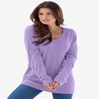 Plus Size Drop Needle V-Neck Lightweight Sweater Knit image number null