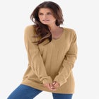 Plus Size Drop Needle V-Neck Lightweight Sweater Knit image number null